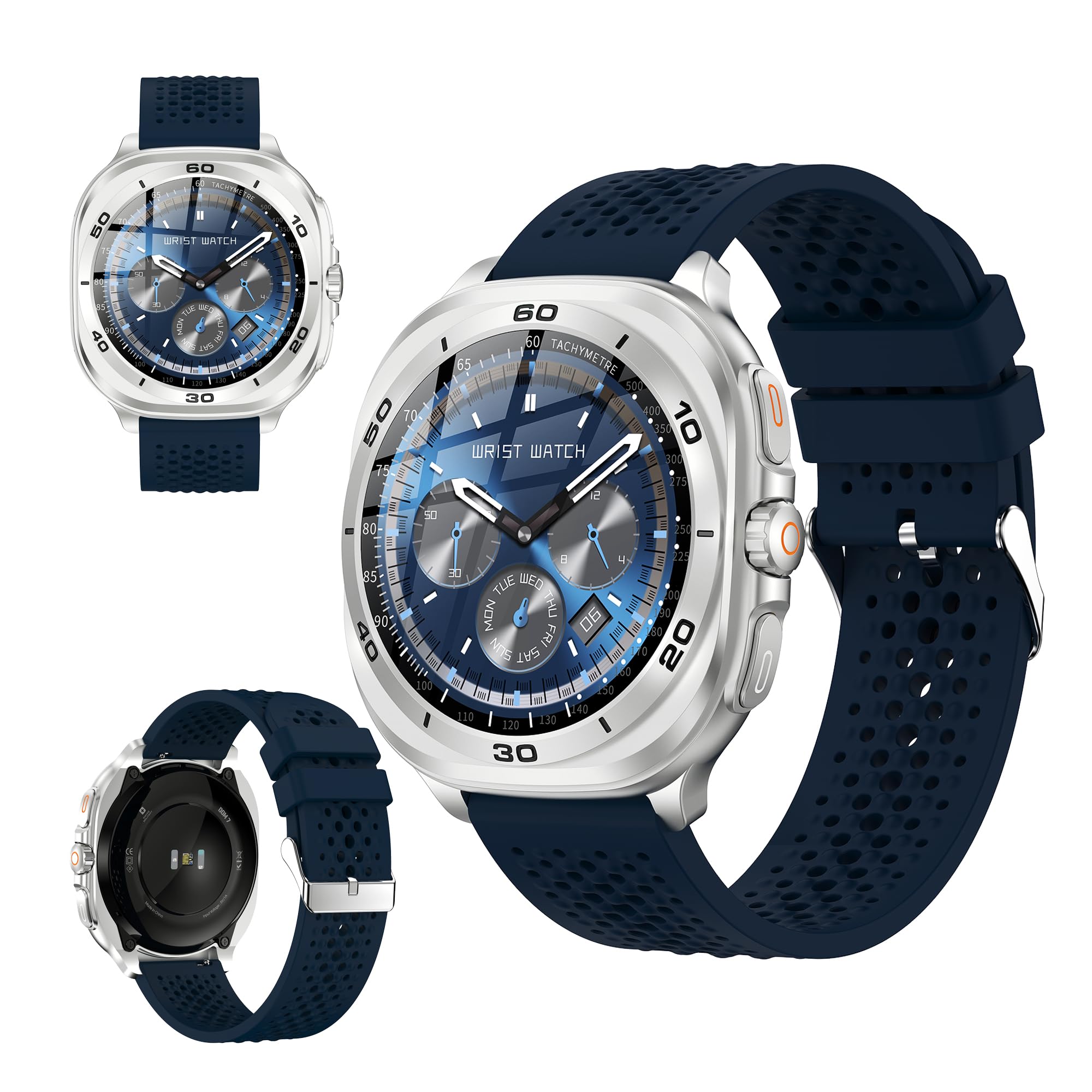 SWISS MILITARY DOM 7 SILVER FRAME WITH BLUE SILICONE STRAP SM-WCH-DOM7-SILF-BLUS - Image 3