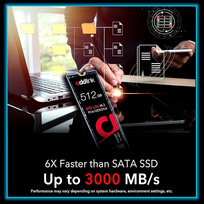 ADDLINK S70 NVME M.2 2280 PCI-E GEN 3X4 512GB SSD BLACK AD512GBS70LTM2P - Image 7