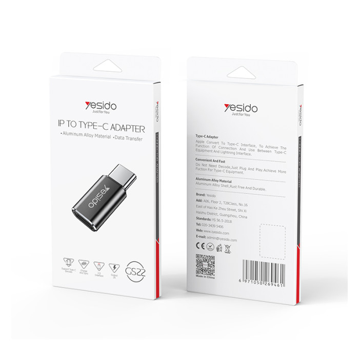 YESIDO USB C OTG ADAPTER BLACK GS28 - Image 3