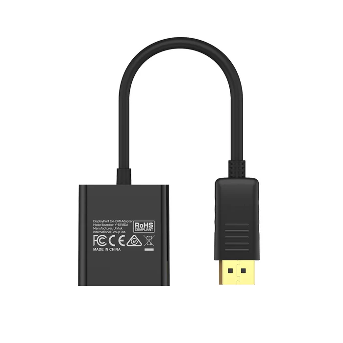 UNITEK DISPLAY PORT TO HDMI ADAPTER BLACK Y-5118DA - Image 2