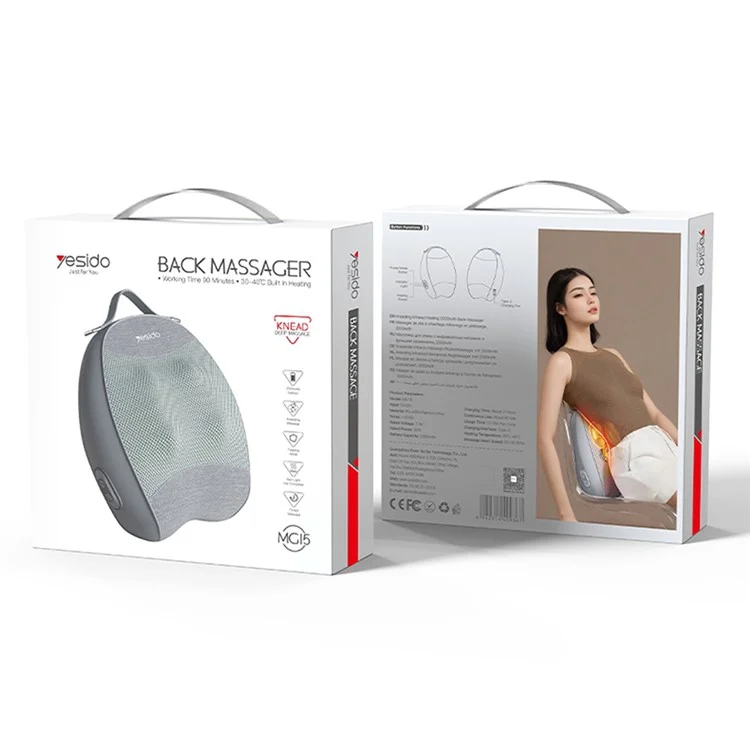 YESIDO RECHARGEABLE BACK MASSAGER HOT COMPRESS ERGONOMIC RELIEVE FATIGUE MASSAGE TOOL MG15 - Image 2
