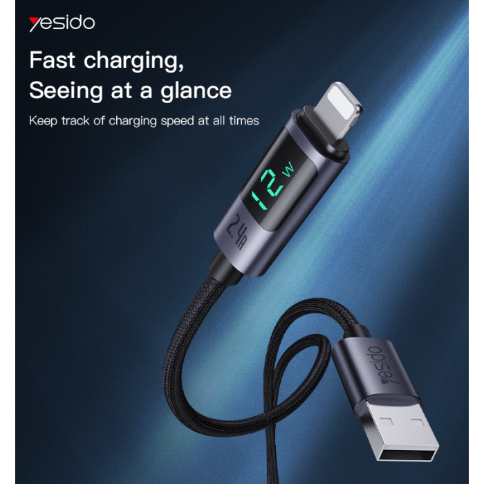 YESIDO USB A TO LIGHTNING CALE 12W GREY CA137L - Image 5