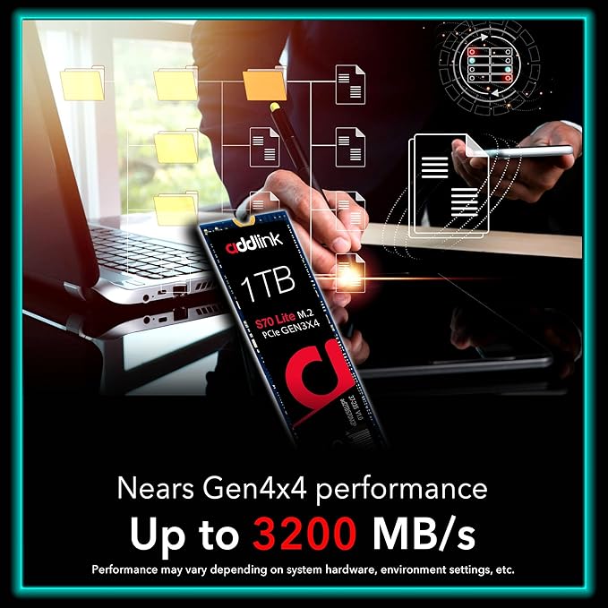 ADDLINK S70 LITE NVME M.2 2280 PCI-E GEN 3X4 1TB SSD BLACK AD1TBS70LTM2P - Image 6