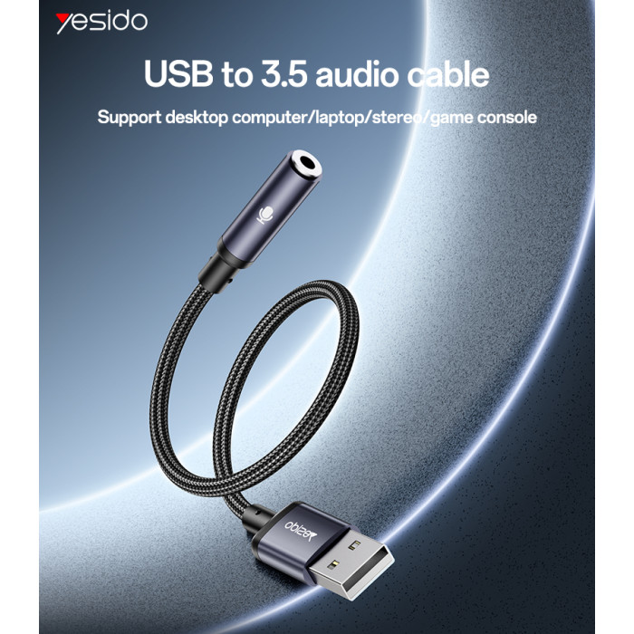 YESIDO AUDIO ADAPTER BLACK YAU46 - Image 4