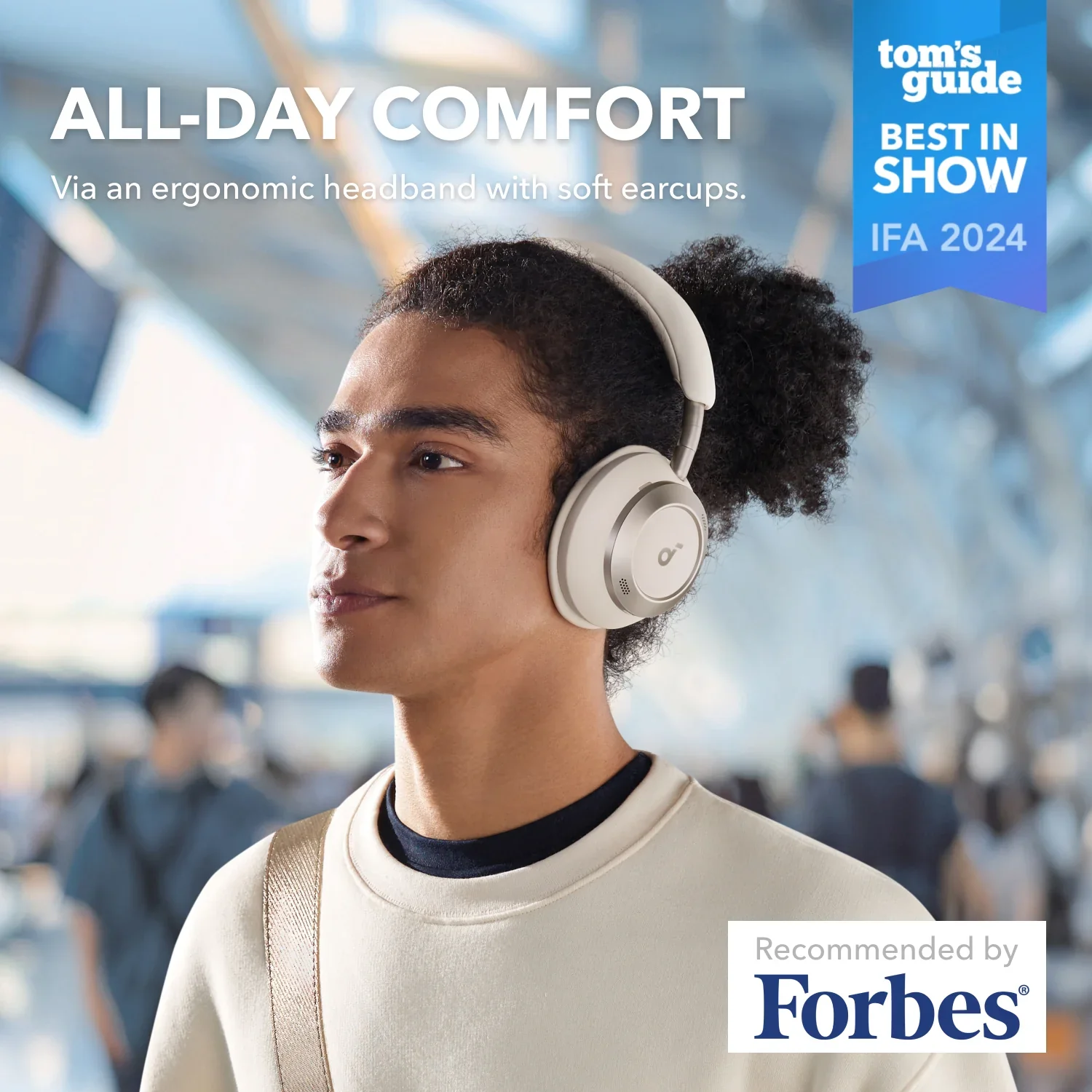 Anker Soundcore Space One Pro Over Ear Headphone White A3062H21 - Image 2