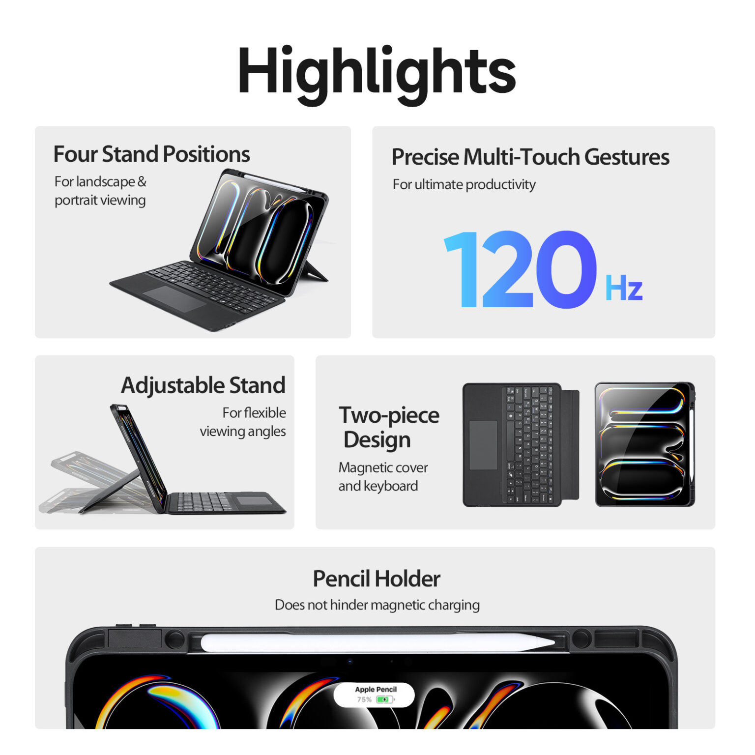 DUXDUCIS IPAD PRO 13 INCH MAGNETIC FOLIO KEYBOARD BLACK ALBYBG-006 - Image 4