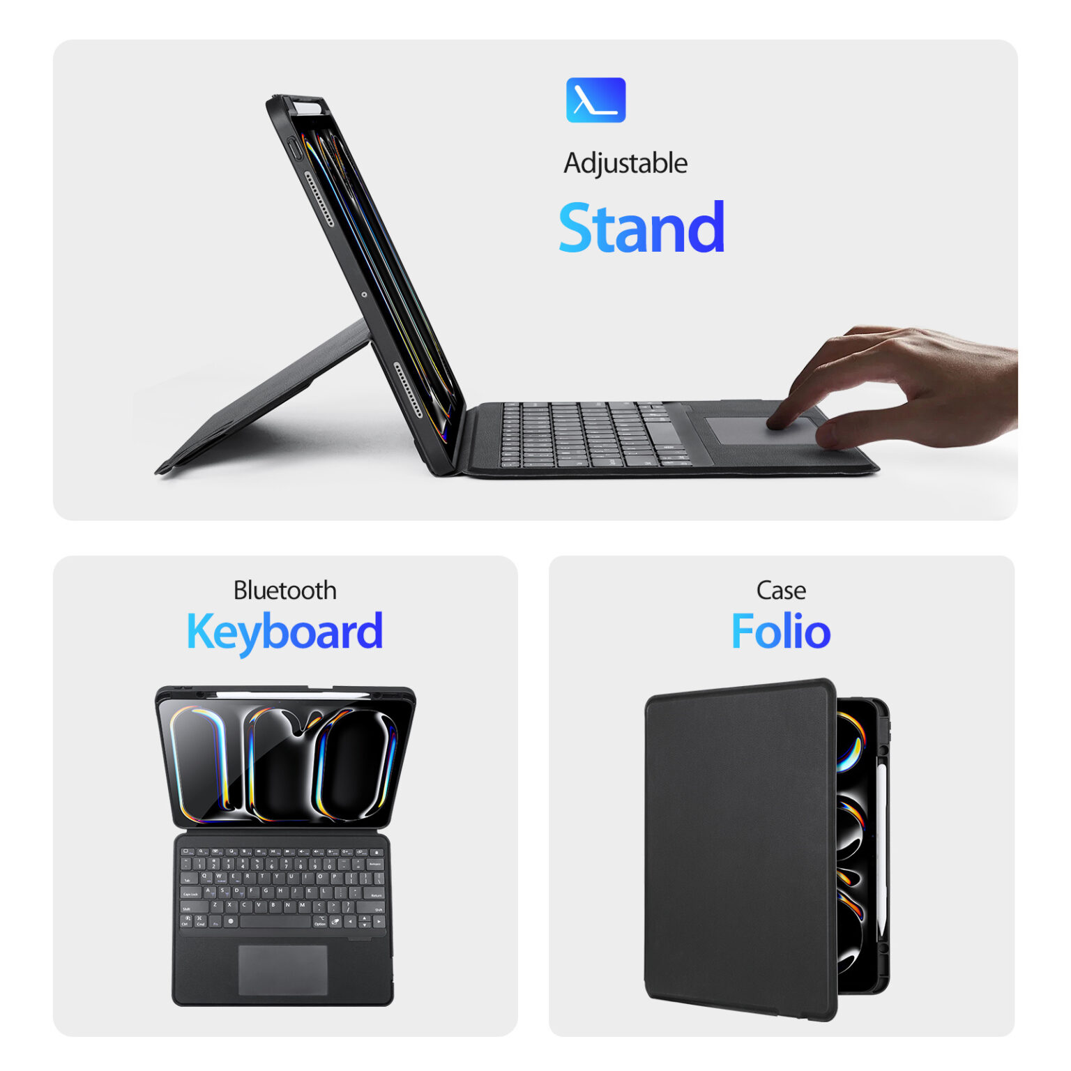 DUXDUCIS IPAD PRO 13 INCH MAGNETIC FOLIO KEYBOARD BLACK ALBYBG-006 - Image 3