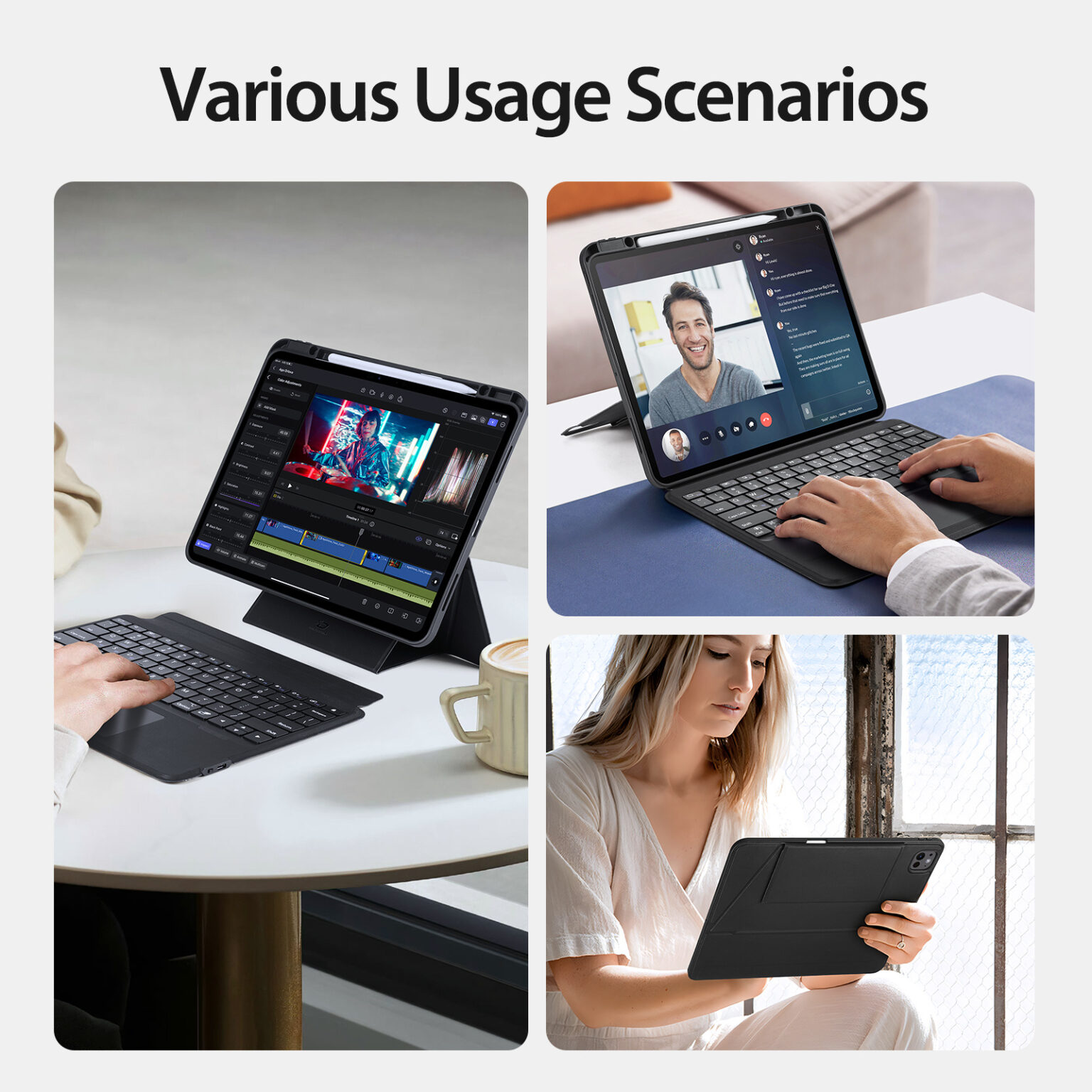 DUXDUCIS IPAD PRO 13 INCH MAGNETIC FOLIO KEYBOARD BLACK ALBYBG-006 - Image 2
