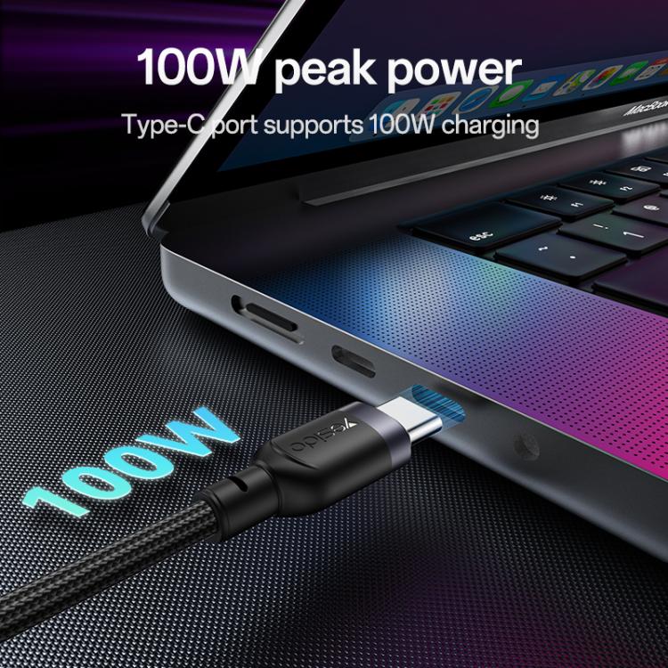 YESIDO 2 IN 1 TYPE C TO LIGHTNING AND TYPE C CABLE BLACK CA90 - Image 8