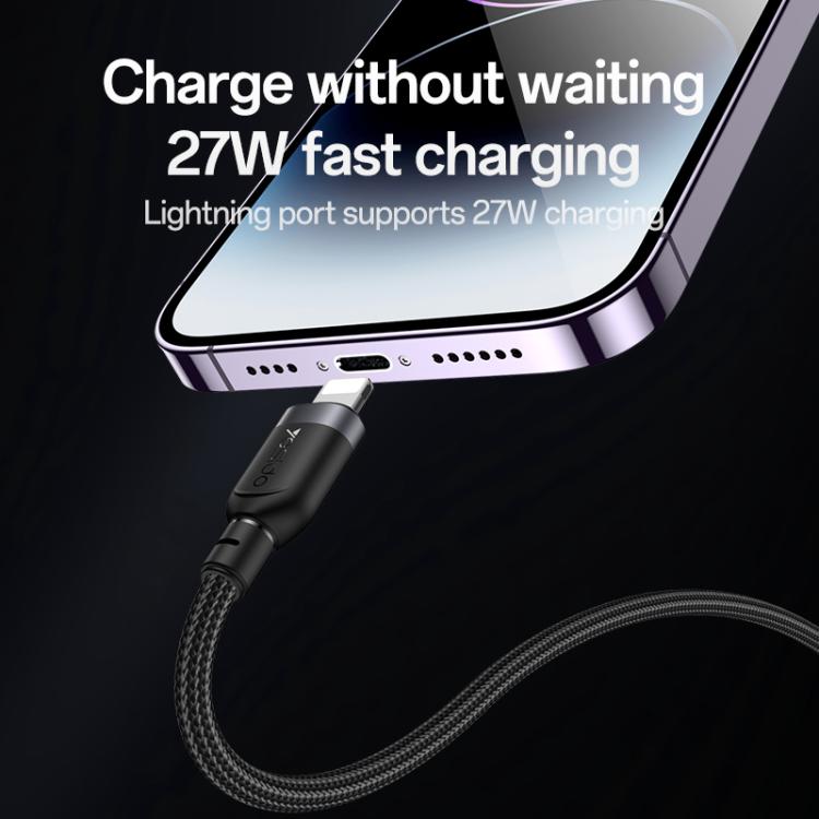 YESIDO 2 IN 1 TYPE C TO LIGHTNING AND TYPE C CABLE BLACK CA90 - Image 7