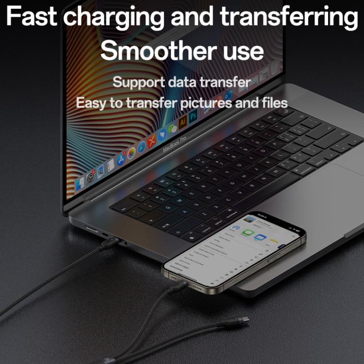 YESIDO 2 IN 1 TYPE C TO LIGHTNING AND TYPE C CABLE BLACK CA90 - Image 3