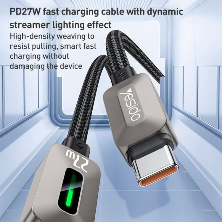 YESIDO PD FAST CABLE 27W TYPE C TO LIGHTNING GREY CA199 - Image 10