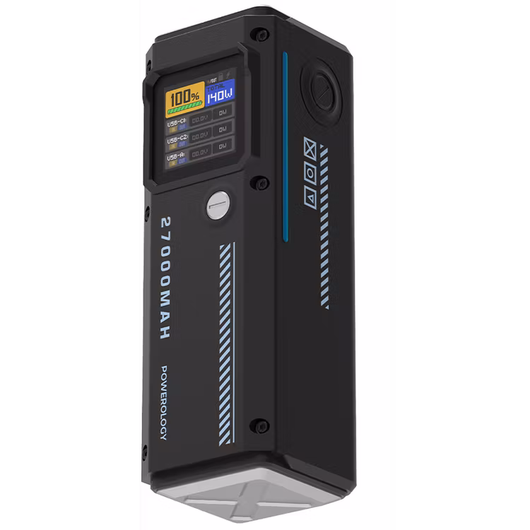 POWEROLOGY POWER BANK 27000MAH PD 140W WITH SMART DISPLAY PP083 BLACK PPBCHA83 - Image 5