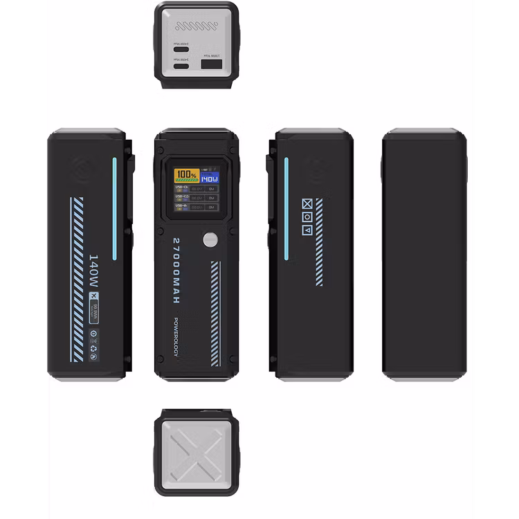 POWEROLOGY POWER BANK 27000MAH PD 140W WITH SMART DISPLAY PP083 BLACK PPBCHA83 - Image 4