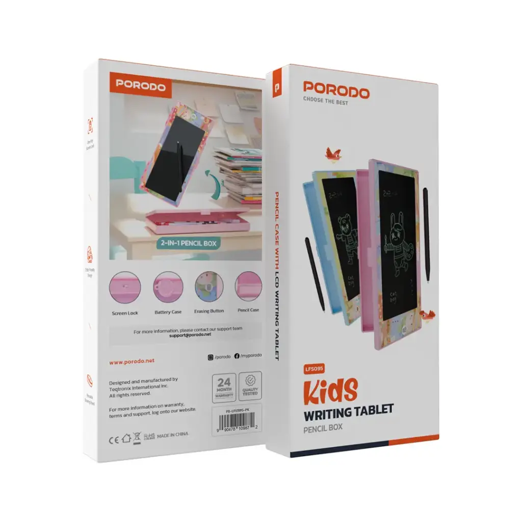 PORODO KIDS WRITING TABLET WITH PENCIL PINK PD-LFST095-PK - Image 3