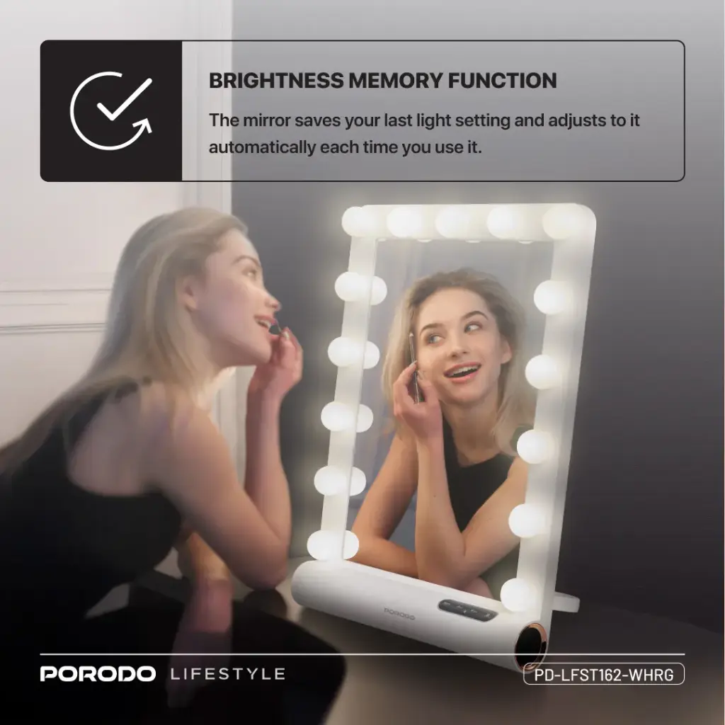PORODO LIFESTYLE HOLLYWOOD VANITY LIGHTED MIRROR PD-LFST162-WHRG - Image 3