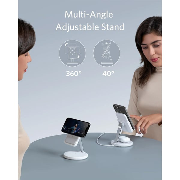 Anker 633 Magnetic Wireless Charger – Foldable MagGo Stand with 5,000 mAh Battery & 25 W USB‑C, White (B25A7221) - Image 3