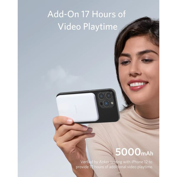 Anker 633 Magnetic Wireless Charger – Foldable MagGo Stand with 5,000 mAh Battery & 25 W USB‑C, White (B25A7221) - Image 2