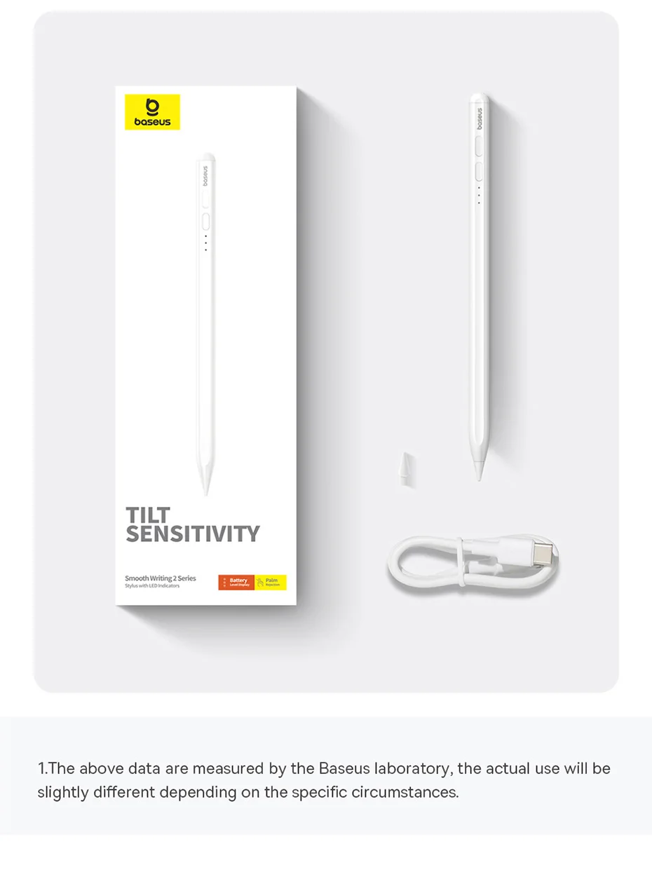 BASEUS SMOOTH WRITING 2 SERIES STYLUS LITE WITH LED INDICATORS ACTIVE WIRELESS VERSION MOON WHITE BS-PS043 - Image 2