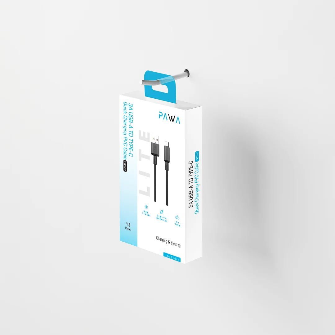 PAWA 3A USB A TO TYPE C QUICK CHARGING PVC CABLE 1.2M PW122 BLACK PW-BDC312AT-BK - Image 3