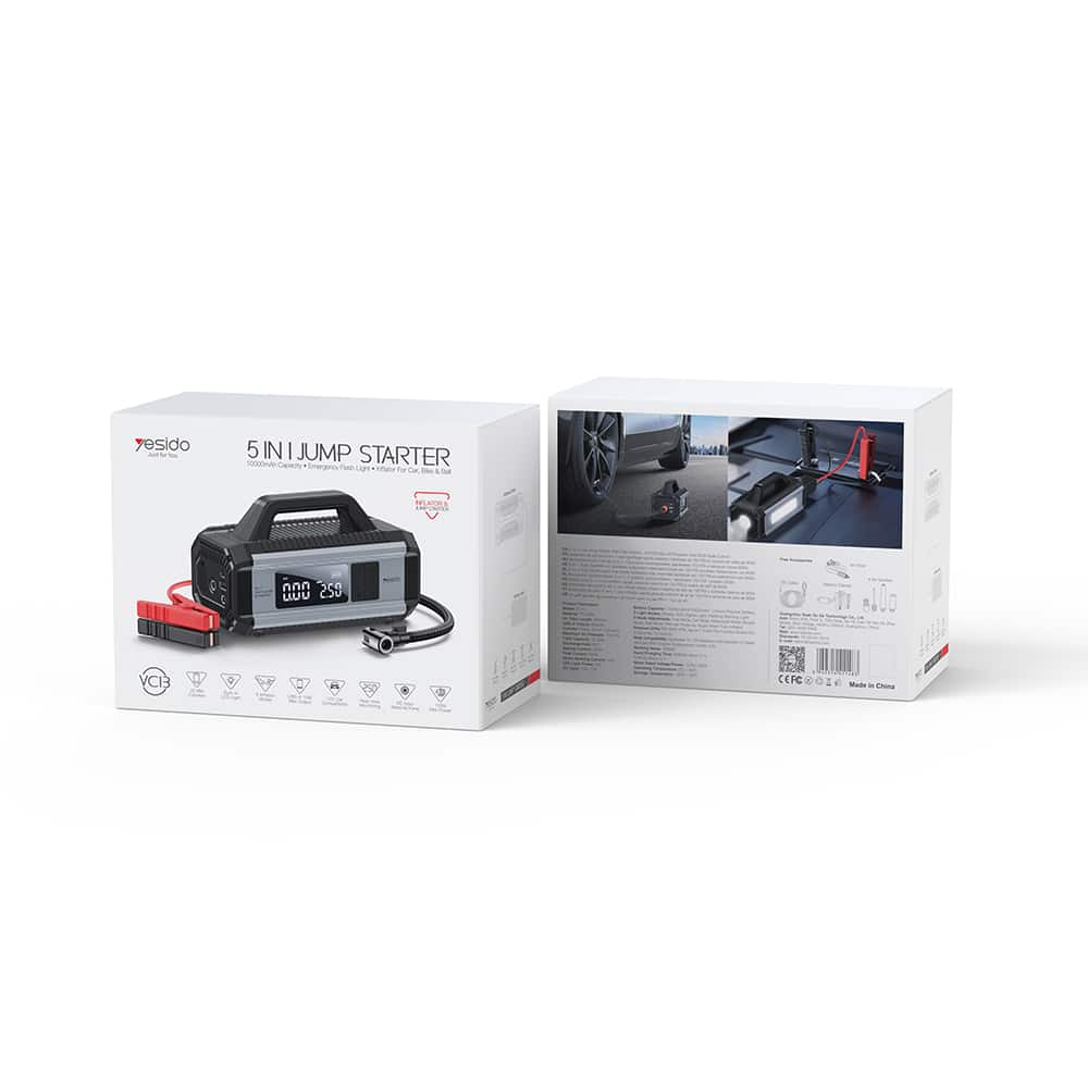 YESIDO 5 IN 1 JUMP STARTER & MULTIFUNCTION PUMP BLACK VC13 - Image 2