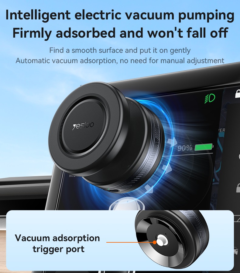 YESIDO ELECTRIC VACUUM CUP MAGSAFE HOLDER WITH BALL HEAD BLACK C224 - Image 4