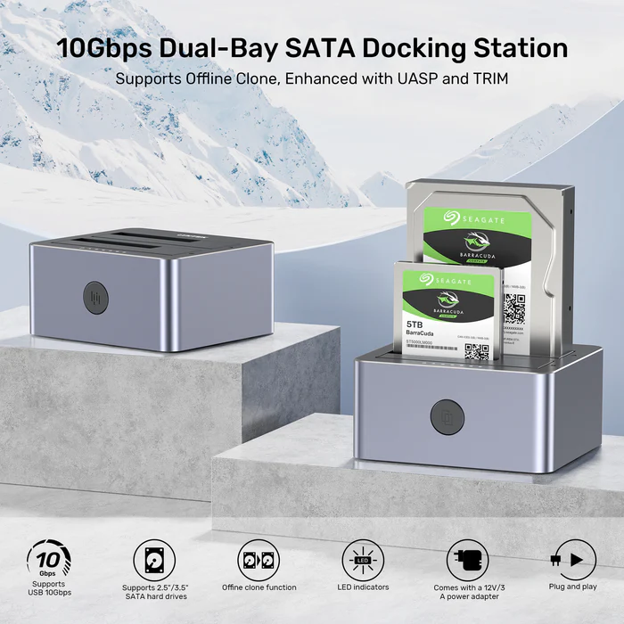 UNITEK 2 X SATA 2.5 INCH DISK CLONE STATION Y-3027GY01-UK - Image 15