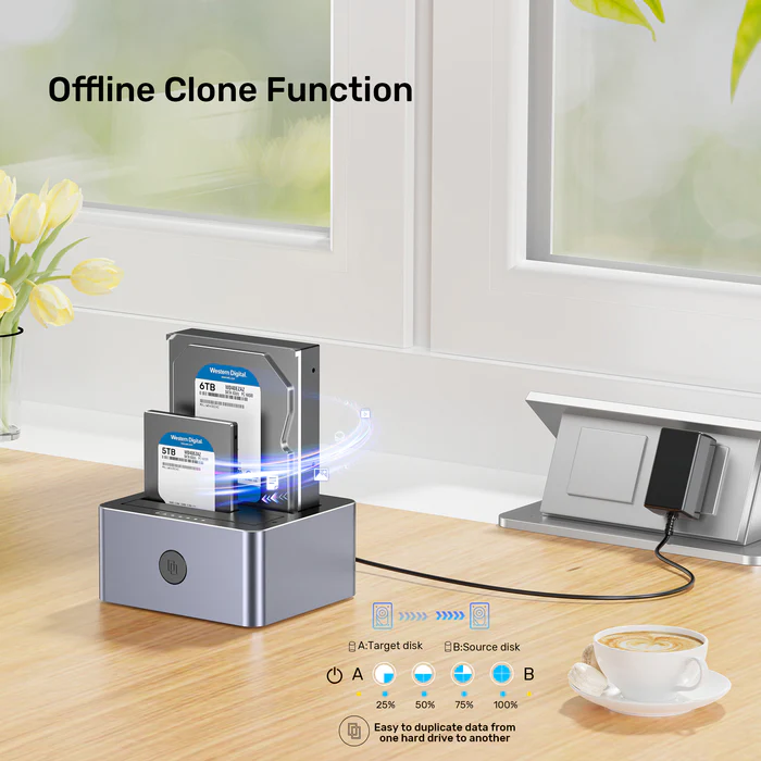 UNITEK 2 X SATA 2.5 INCH DISK CLONE STATION Y-3027GY01-UK - Image 8