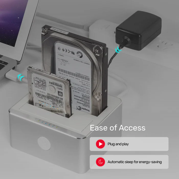 UNITEK 2 X SATA 2.5 INCH DISK CLONE STATION Y-3027GY01-UK - Image 2