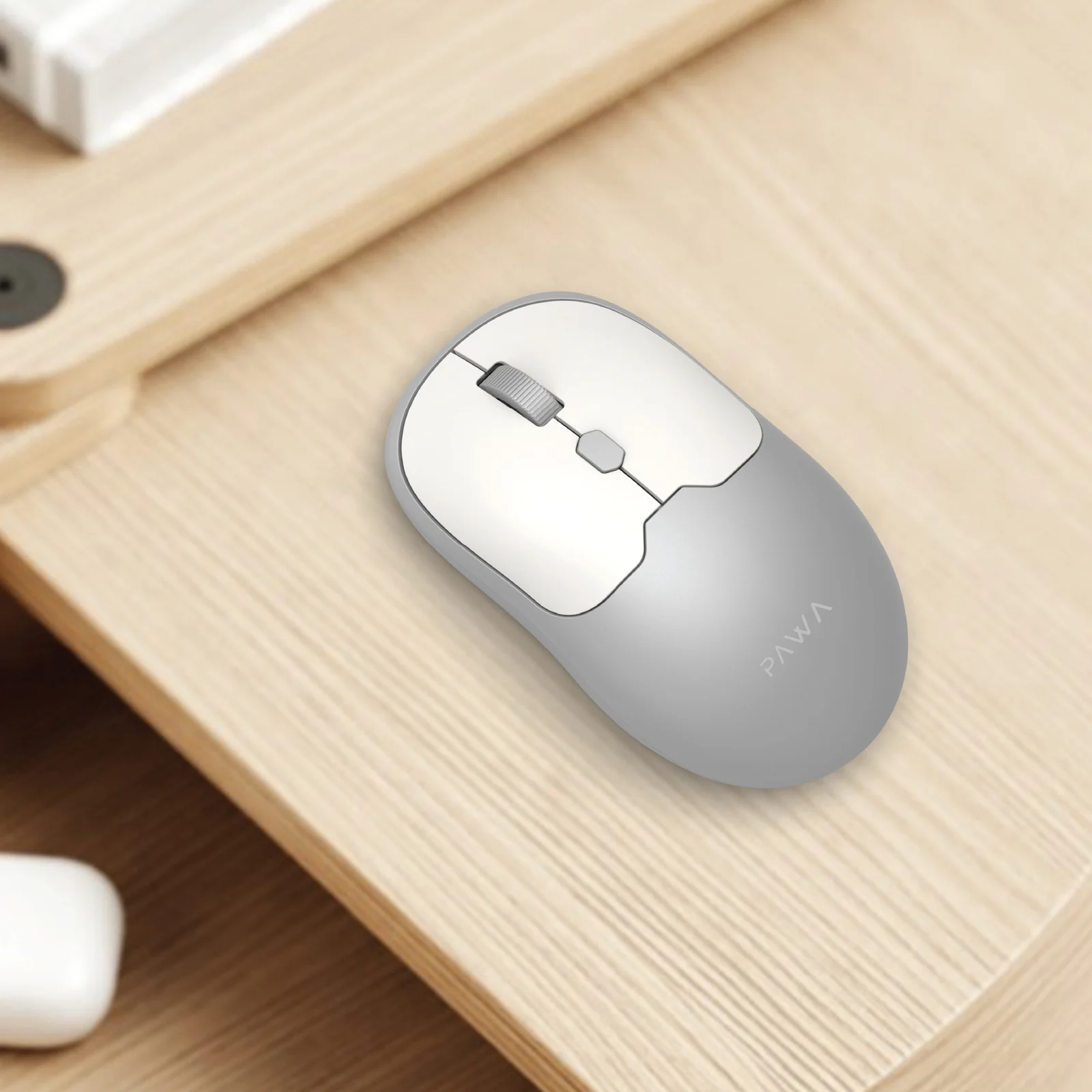 PAWA DUAL MODE WIRELESS MOUSE WITH 1600 DPI GREY WHITE PW-CABTMK16-GYWH - Image 4
