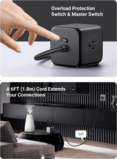 UGREEN GAN TECH 7 IN 1 65W DIGINEST CUBE POWER STRIP 90906 - Image 2