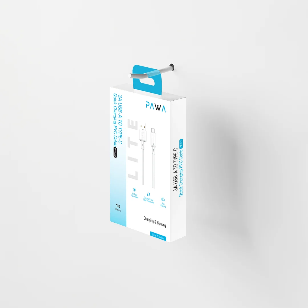 PAWA 3A USB A TO TYPE C QUICK CHARGING PVC CABLE 1.2M PW122 WHITE PW-BDC312AT-WH - Image 2