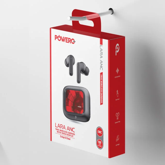 POWERO PLUS LARA ANC TRUE WIRELESS EARBUDS WITH TOUCH DISPLAY BLACK PR-LRBT9224-BK - Image 7