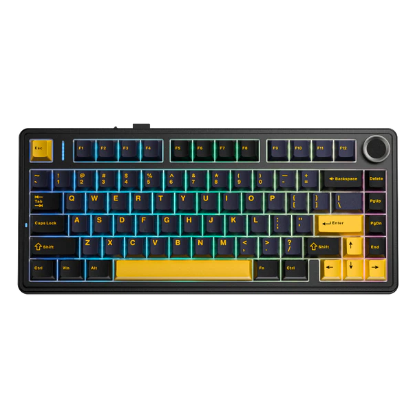 AULA 75 KEYS RGB 75% MECHANICAL GAMING KEYBOARD TRI-MODE KNOB STAR VECTOR SWITCH BK-GY-YL AU75 - Image 2
