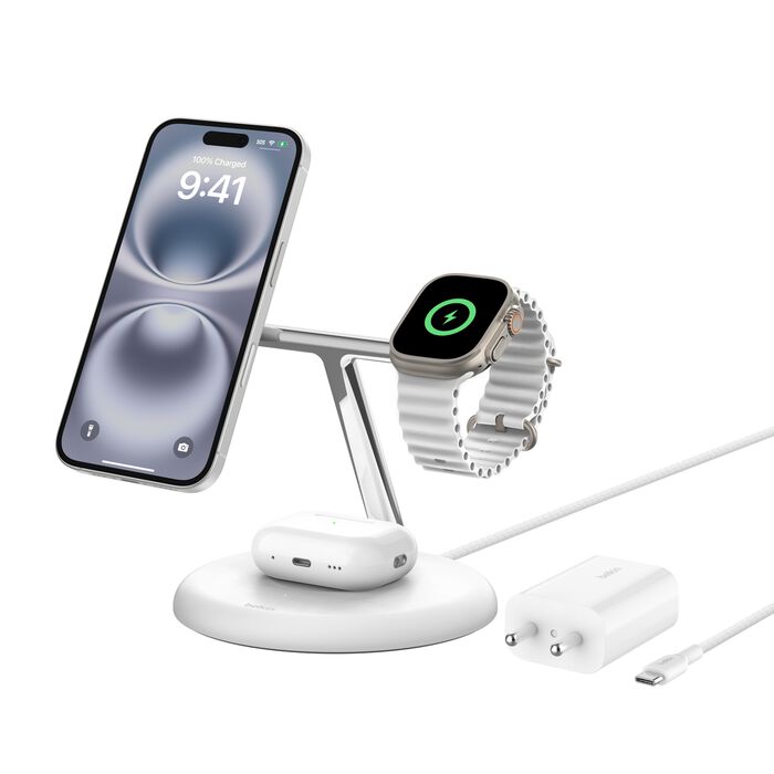 BELKIN BOOST CHARGE PRO 15W 3 IN 1 WIRELESS CHARGING STAND WITH MAGSAFE WHITE WIZ032MYWH - Image 6