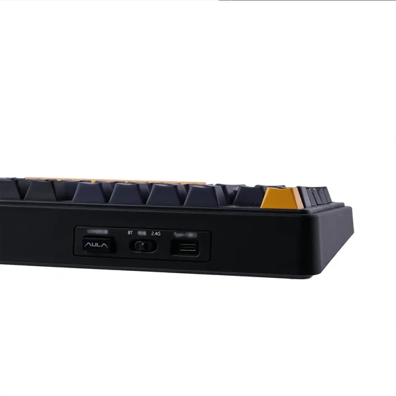 AULA 75 KEYS RGB 75% MECHANICAL GAMING KEYBOARD TRI-MODE KNOB GRAYWOOD V3 SWITCH BK-DBL-ORG F75 - Image 2
