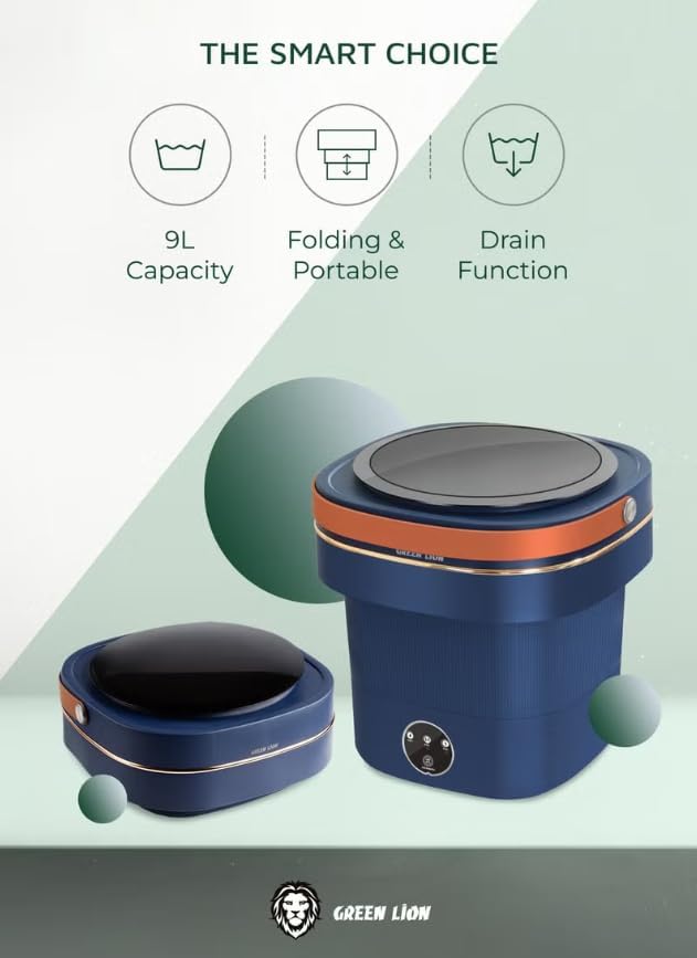 GREEN LION FOLDABLE MINI WASHING MACHINE 9L 60W BLUE GNMINIWM9LBL - Image 5