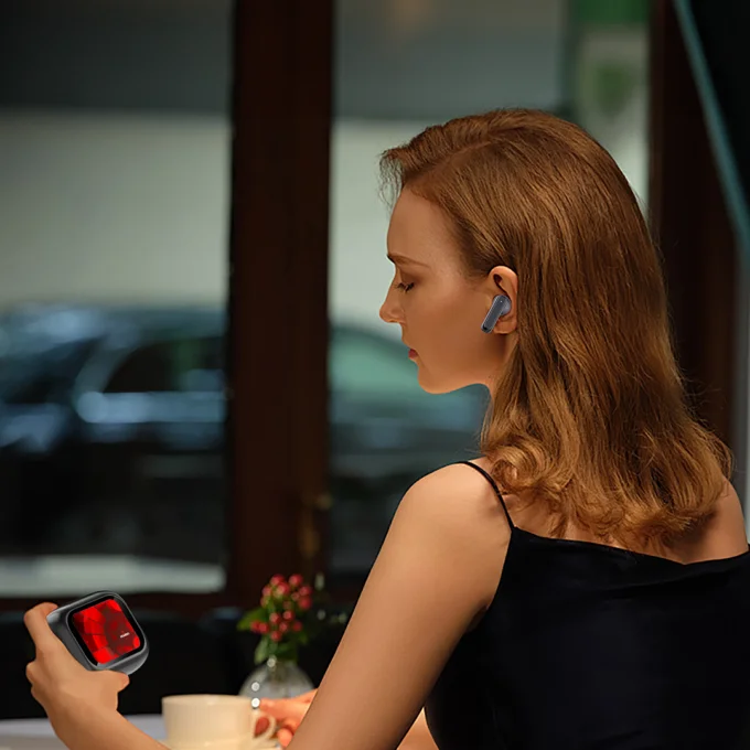 POWERO PLUS LARA ANC TRUE WIRELESS EARBUDS WITH TOUCH DISPLAY BLACK PR-LRBT9224-BK - Image 5