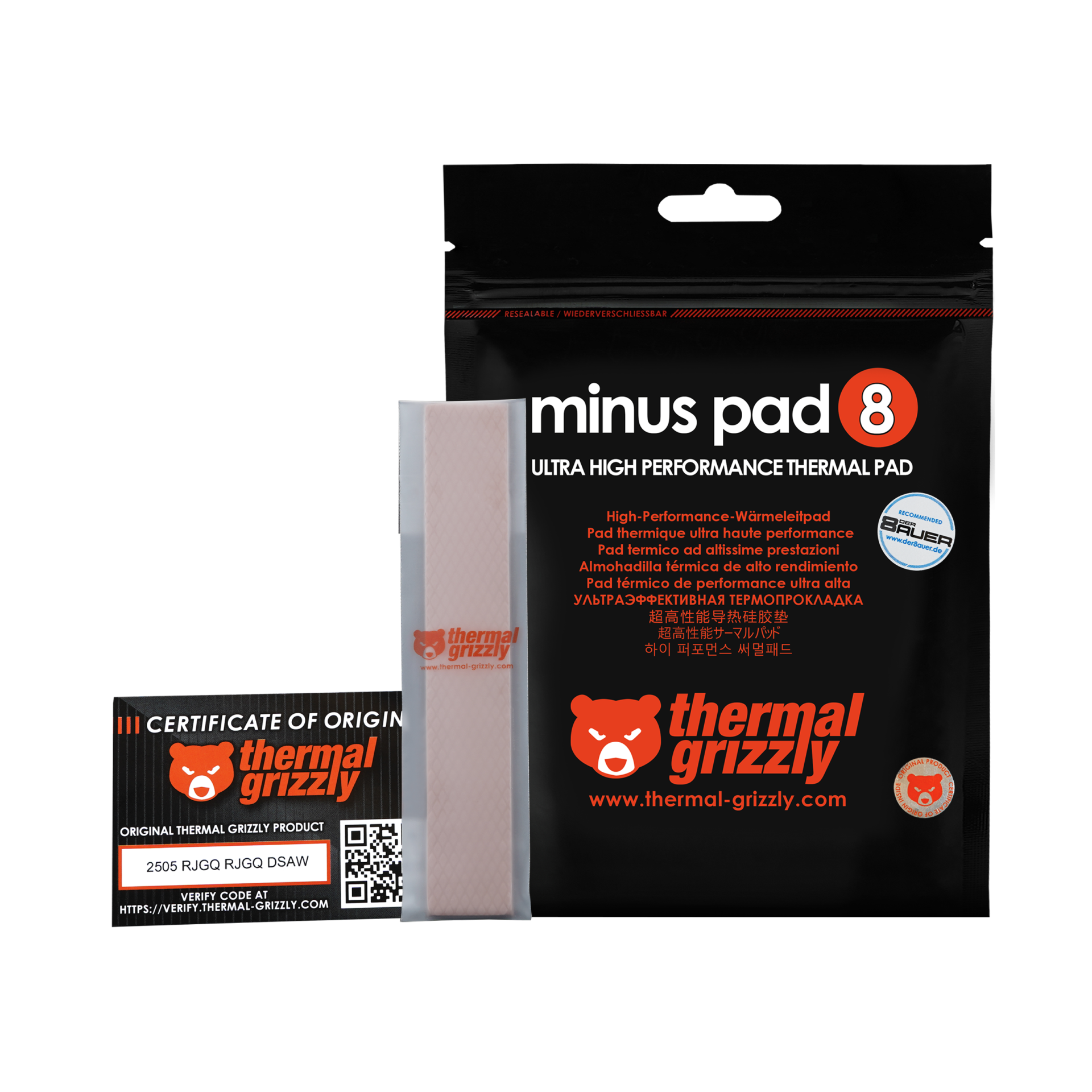 Thermal Grizzly Minus Pad 8 Thermal Pad, 120 × 20 × 3.0 mm TG-MP8-120-20-30-1R - Image 2