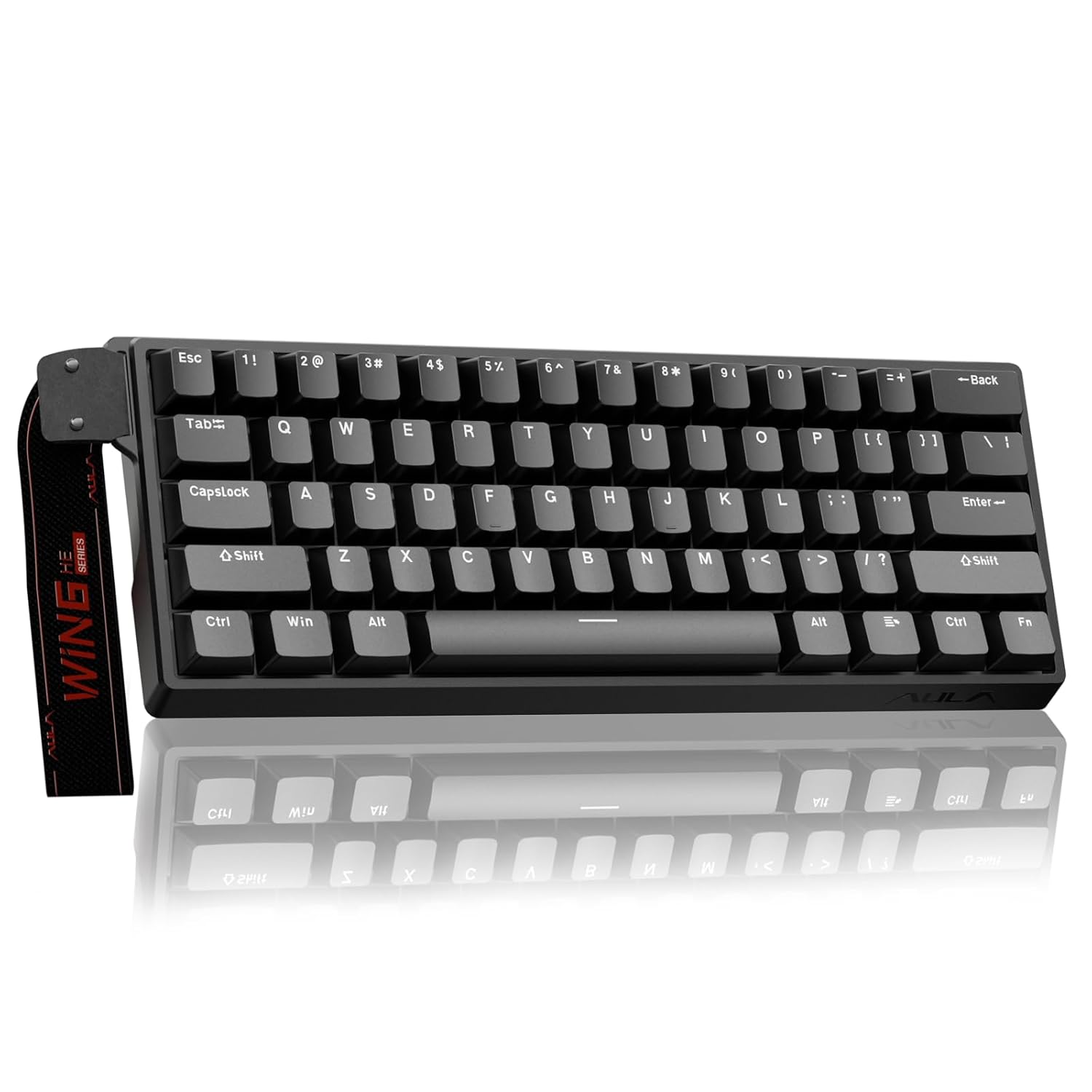 AULA 60 KEYS RGB 60% WIRED MECHANICAL GAMING KEYBOARD GRAYWOOD MAGNETIC SWITCH BLACK WIN60 - Image 2