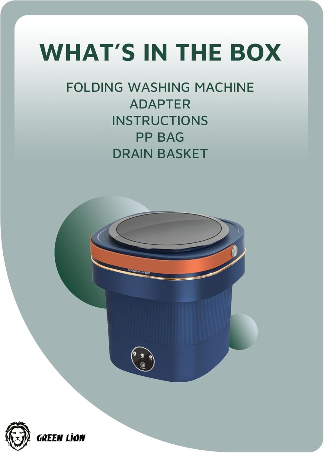 GREEN LION FOLDABLE MINI WASHING MACHINE 9L 60W BLUE GNMINIWM9LBL - Image 8
