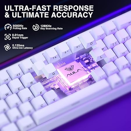 AULA 68 KEYS RGB 65% WIRED MECHANICAL GAMING KEYBOARD METEOR SWITCH WHT-GRY-BL HERO68HE - Image 7
