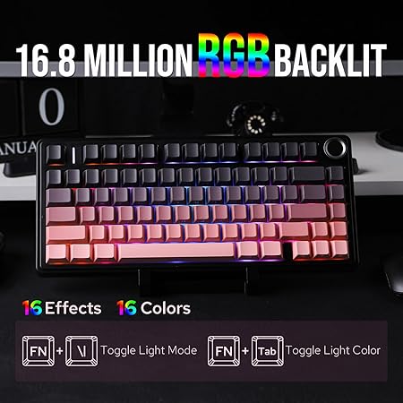 AULA 75 KEYS RGB 75% MECHANICAL GAMING KEYBOARD TRI-MODE KNOB REAPER SWITCH PK F75 PRO - Image 6