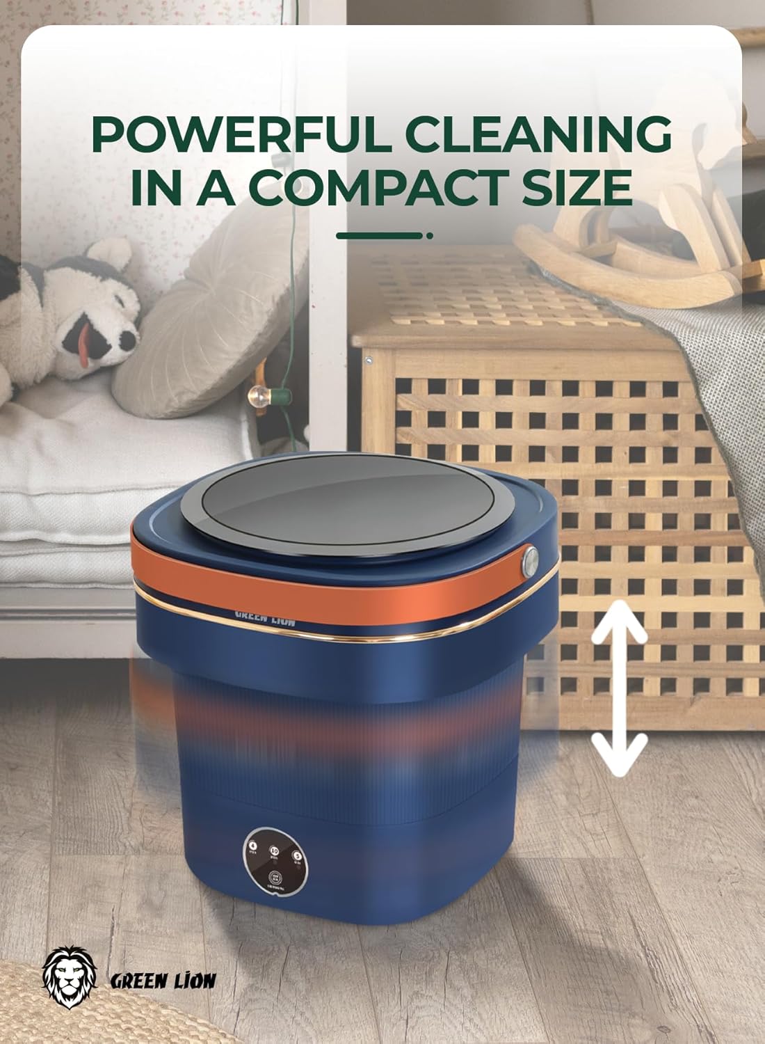GREEN LION FOLDABLE MINI WASHING MACHINE 9L 60W BLUE GNMINIWM9LBL - Image 9