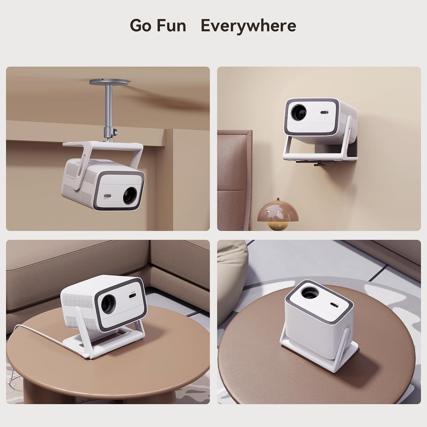 WANBO VALI 1 200° GIMBAL PROJECTOR WITH 900 ANSI AND ANDROID TV 11 WHITE - Image 2
