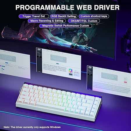 AULA 68 KEYS RGB 65% WIRED MECHANICAL GAMING KEYBOARD METEOR SWITCH WHT-GRY-BL HERO68HE - Image 5