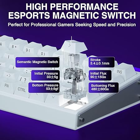 AULA 68 KEYS RGB 65% WIRED MECHANICAL GAMING KEYBOARD METEOR SWITCH WHT-GRY-BL HERO68HE - Image 8