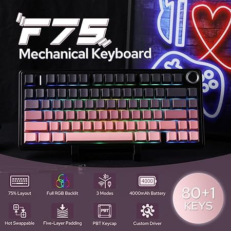 AULA 75 KEYS RGB 75% MECHANICAL GAMING KEYBOARD TRI-MODE KNOB REAPER SWITCH PK F75 PRO - Image 9
