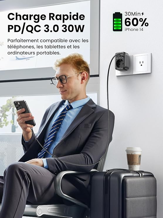 UGREEN 4 IN 1 TRAVEL ADAPTER BLACK 15261 - Image 9