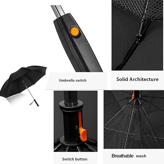 UMBRELLA WITH FAN RECHARGABLE LITHIUM LION BATTERY 2600MAH BLACK - Image 3
